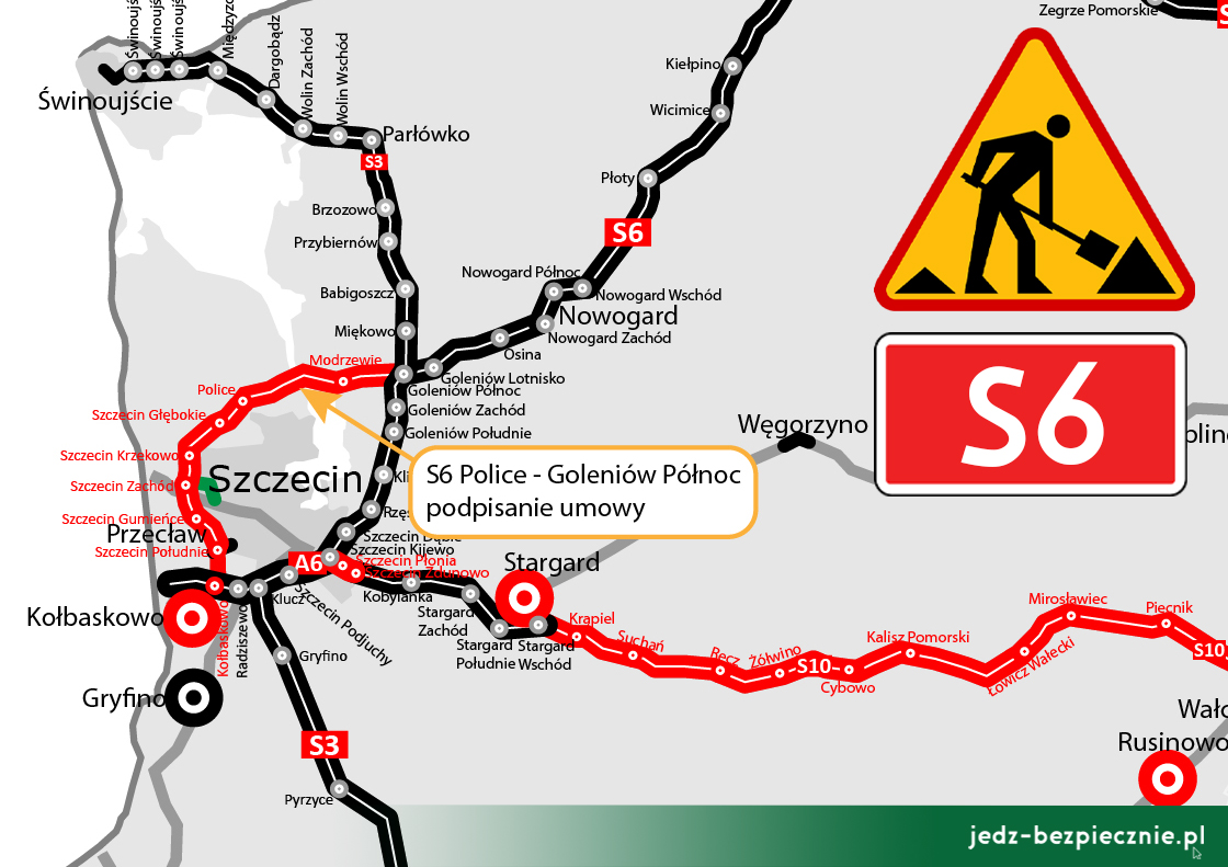 Podpisanie umowy na projekt i budowę S6 Police - Goleniów na Zachodniej Obwodnicy Szczecina, woj. zachodniopomorskie | Jedź Bezpiecznie